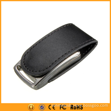 Accept LOGO Design Black Leather USB Pendrive 8GB